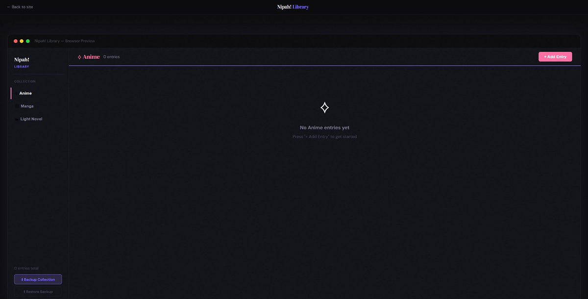 Nipah! Library web app preview